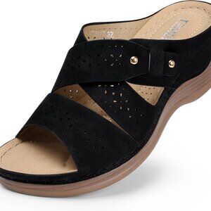Wedge Sandals for Women Black Navy White Size 5-11